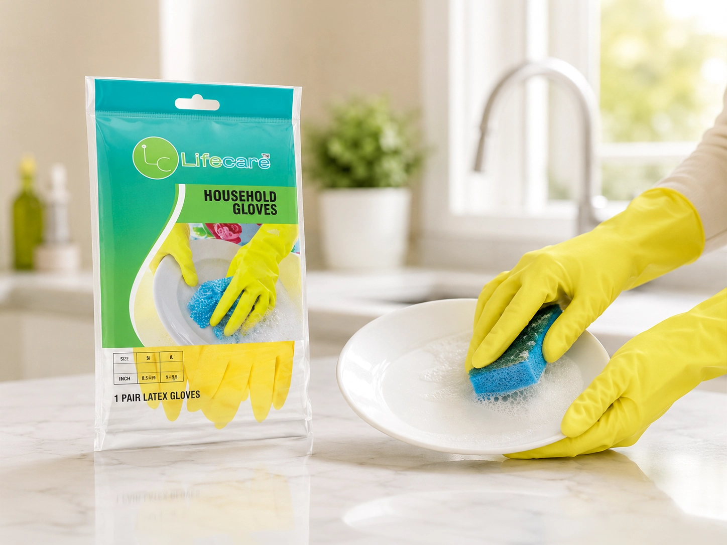 LifeCare durable household gloves for cleaning, gardening and home activities