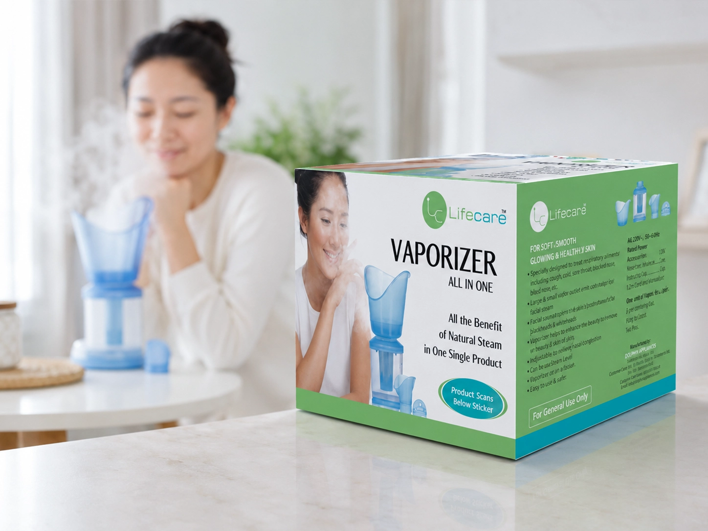 LifeCare compact steam vaporizer for cold and respiratory comfort
