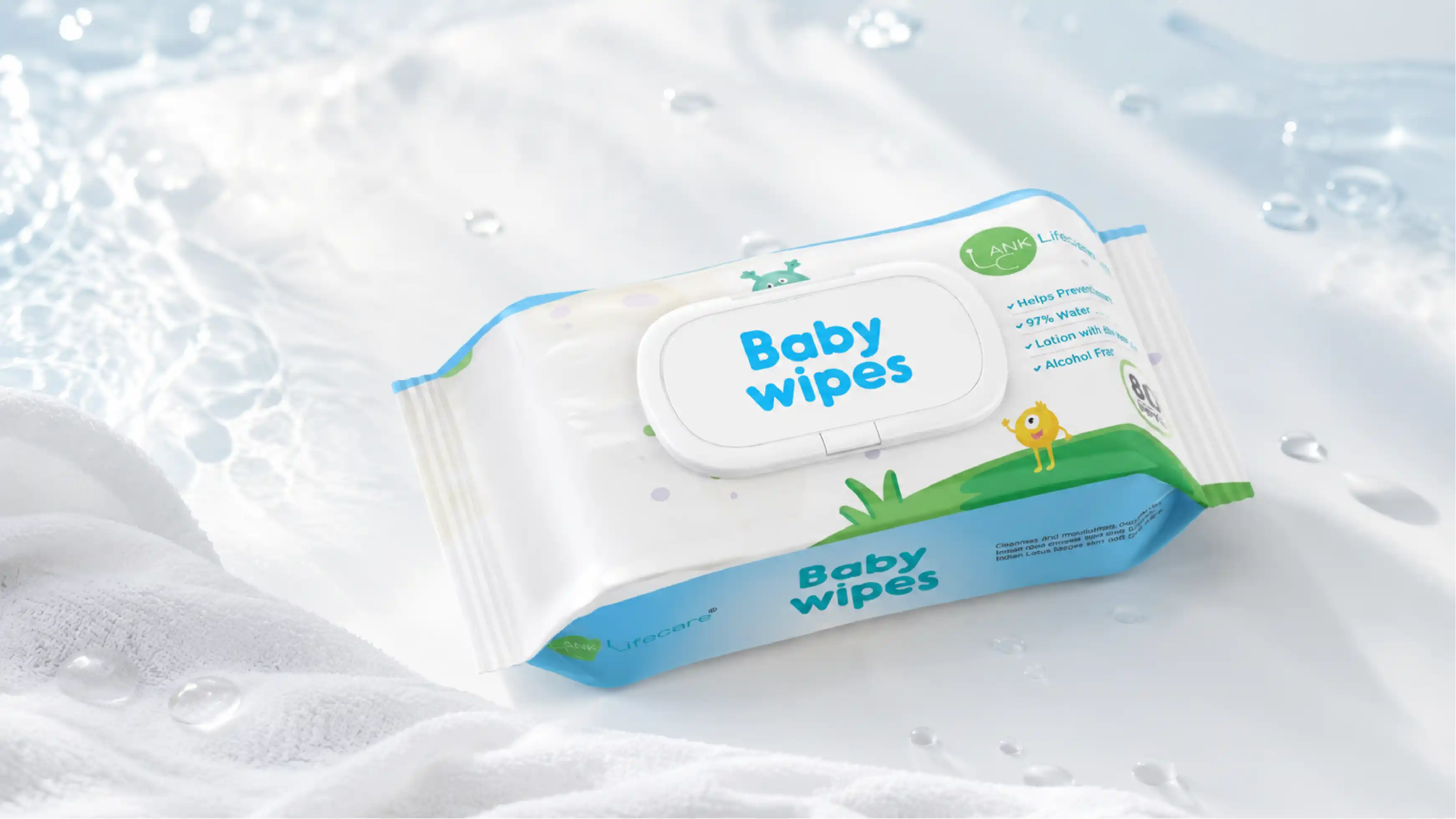 Pure water forming the base of ANK Lifecare baby wipes